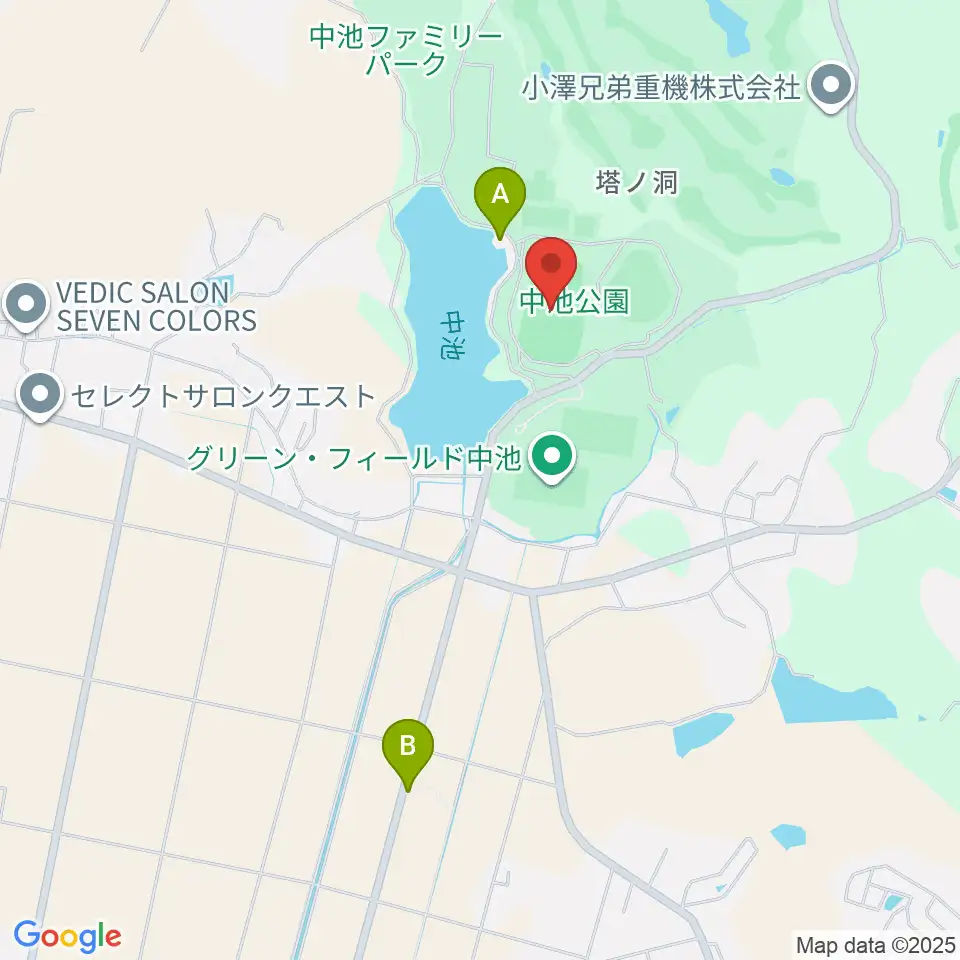 中池かわせみスタジアム周辺のカフェ一覧地図