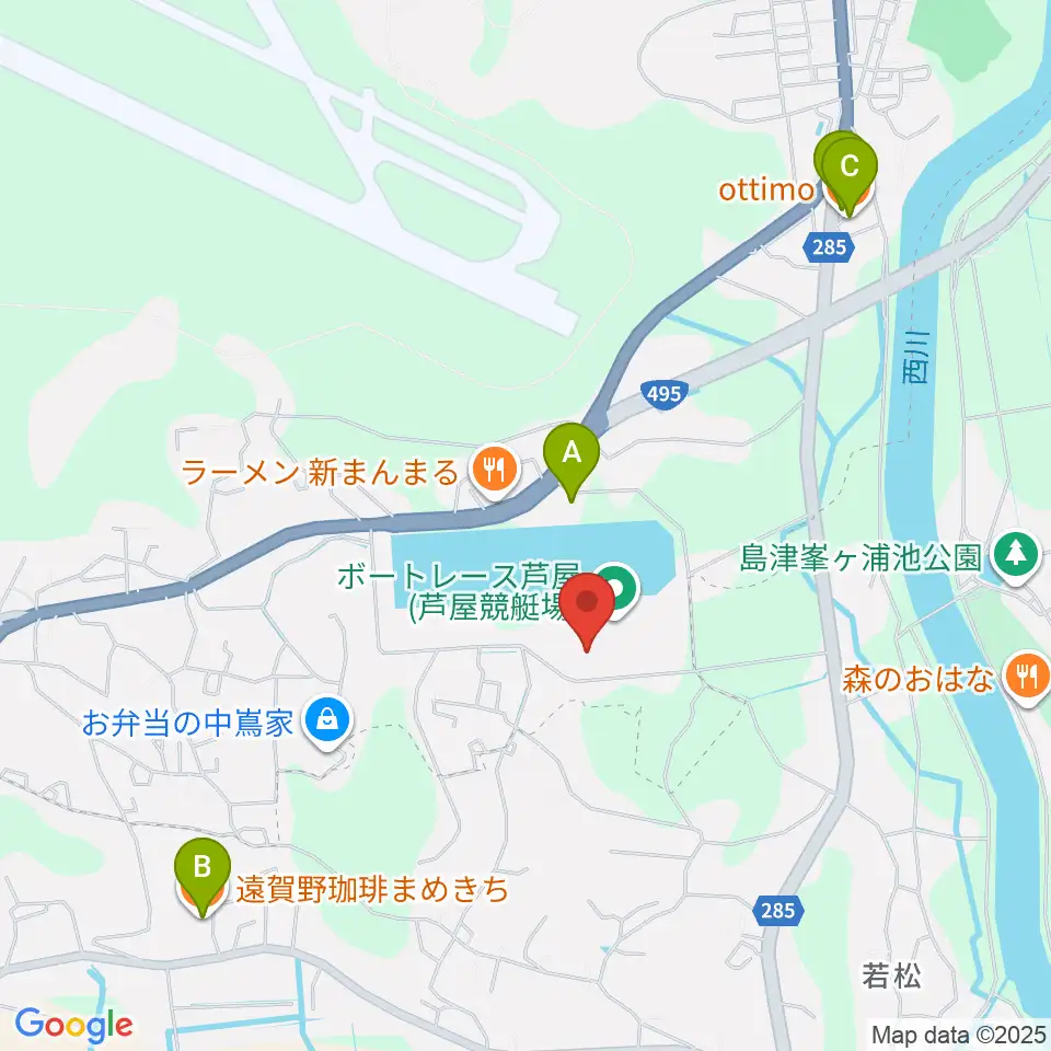 あしや夢リアホール周辺のカフェ一覧地図