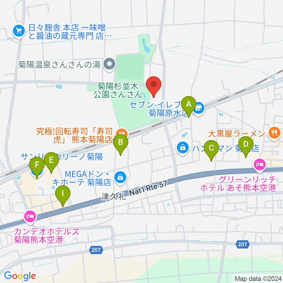 菊陽町図書館ホール周辺のカフェ一覧地図