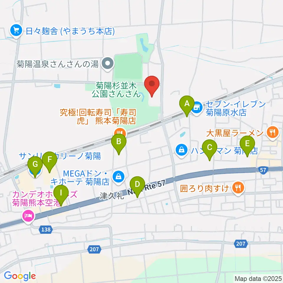 菊陽町図書館ホール周辺のカフェ一覧地図