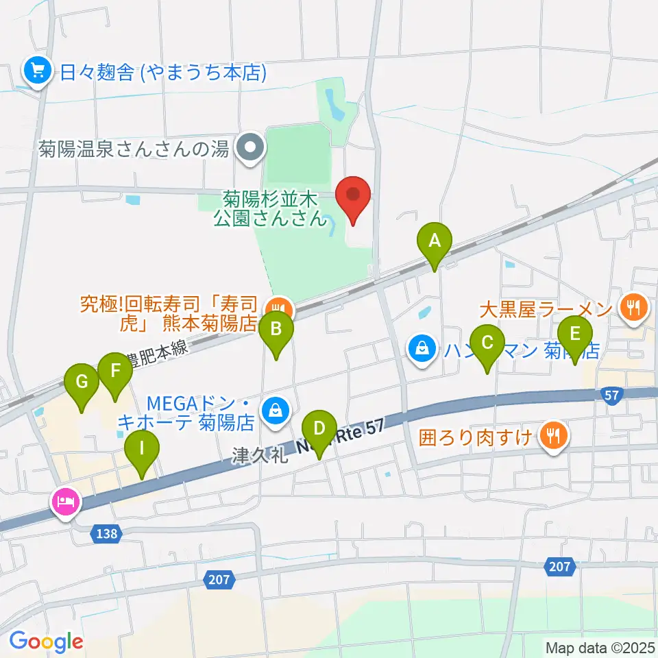 菊陽町図書館ホール周辺のカフェ一覧地図