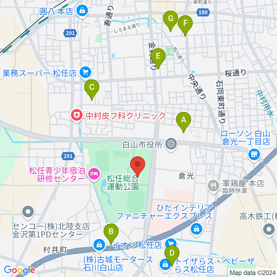 松任総合運動公園水泳プール周辺のカフェ一覧地図