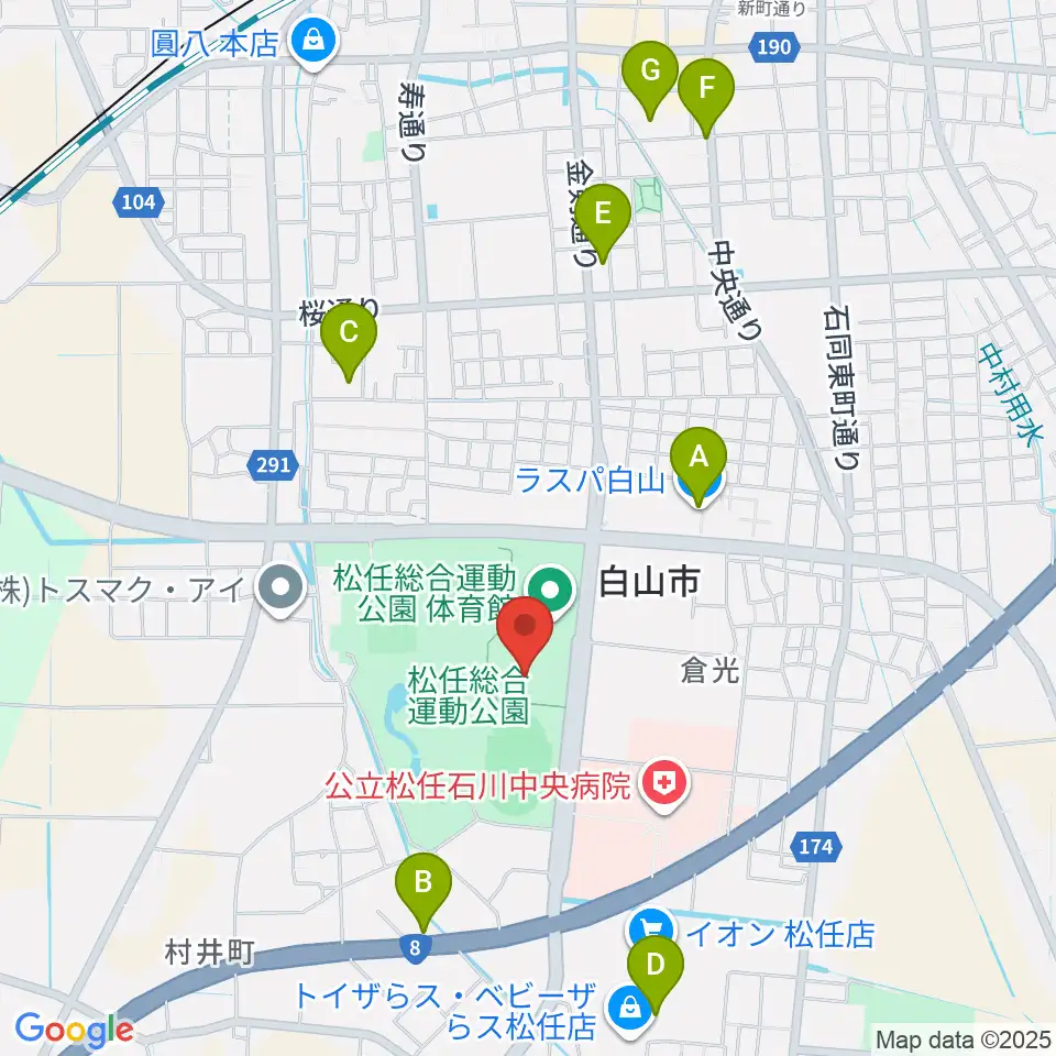 松任総合運動公園水泳プール周辺のカフェ一覧地図