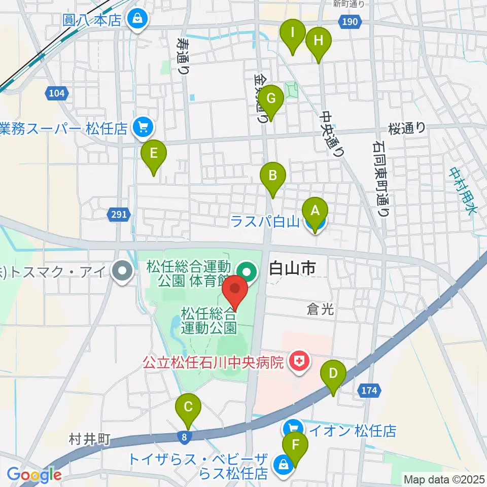 松任総合運動公園水泳プール周辺のカフェ一覧地図