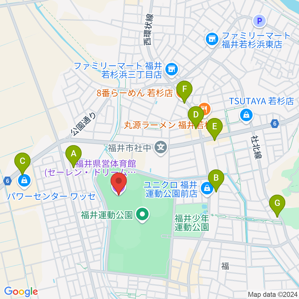 セーレン・ドリームアリーナ周辺のカフェ一覧地図