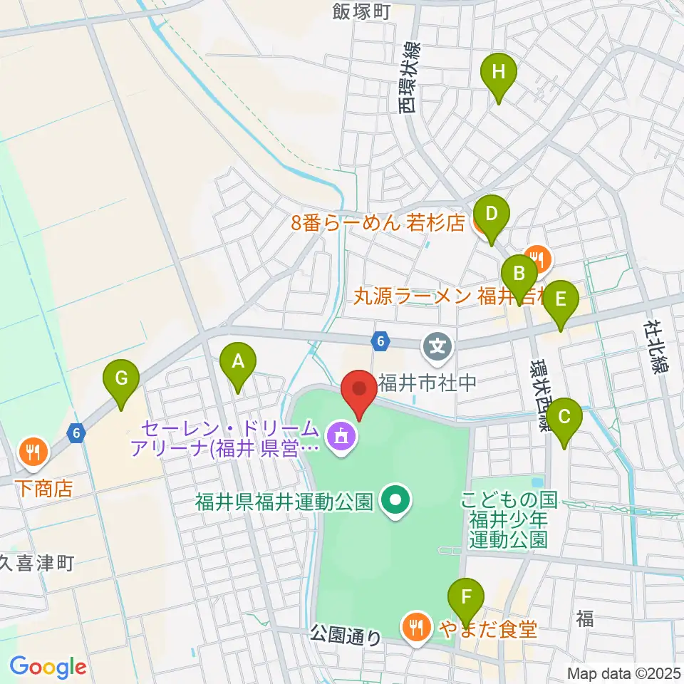 福井運動公園補助競技場周辺のカフェ一覧地図