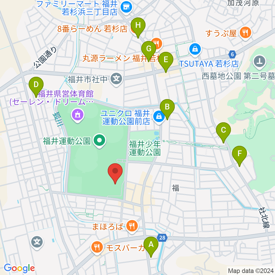 福井県営水泳場周辺のカフェ一覧地図