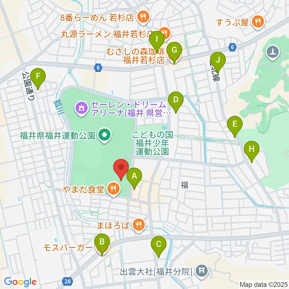 福井県営水泳場周辺のカフェ一覧地図