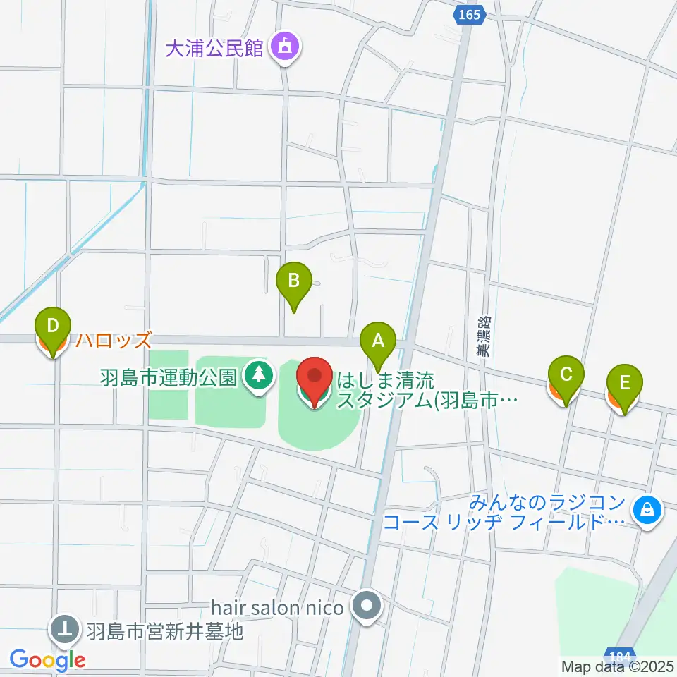 はしま清流スタジアム周辺のカフェ一覧地図