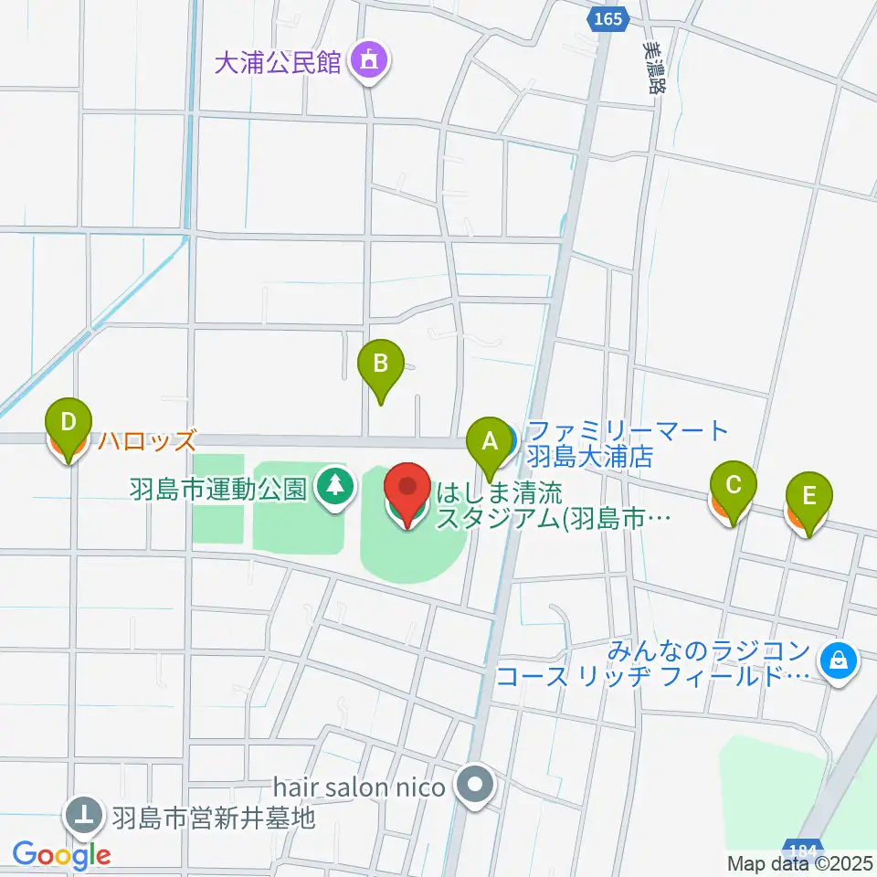 はしま清流スタジアム周辺のカフェ一覧地図