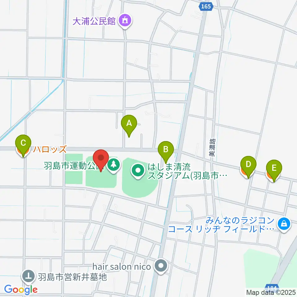 羽島市運動公園多目的広場周辺のカフェ一覧地図