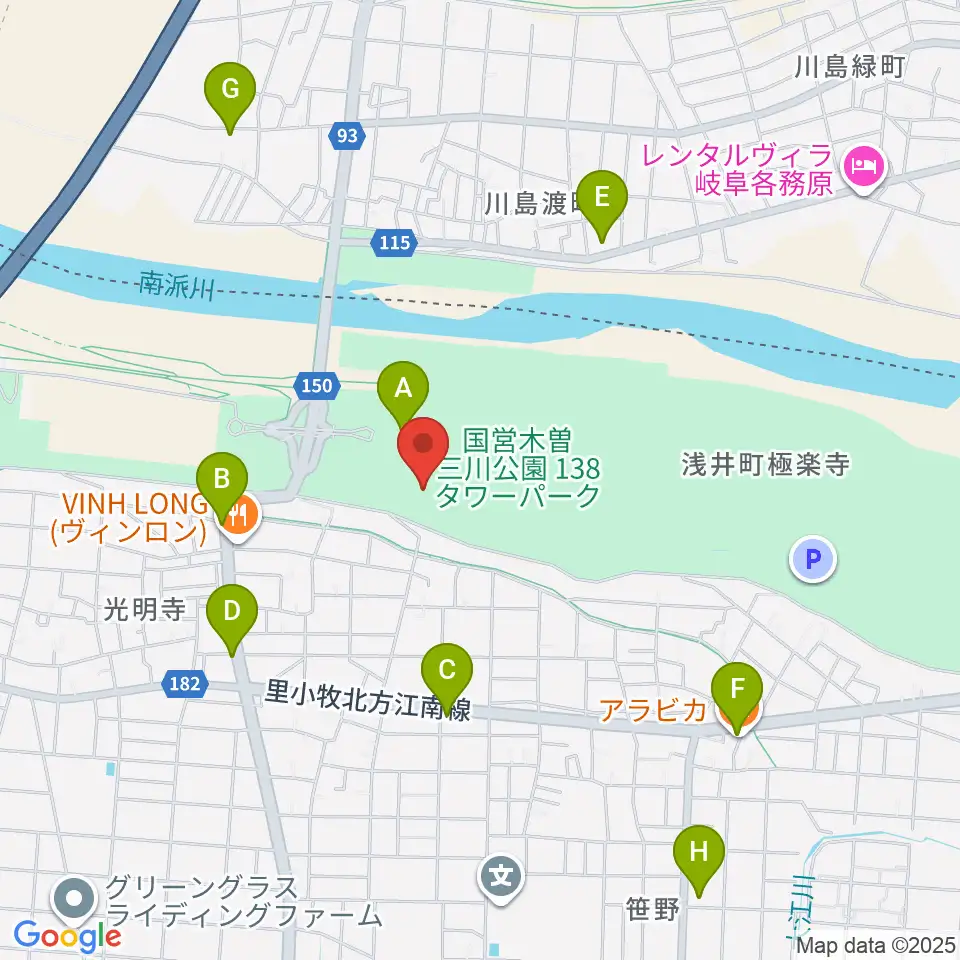 138タワーパーク野外ステージ周辺のカフェ一覧地図