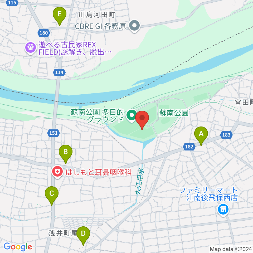 蘇南公園南野グランド周辺のカフェ一覧地図