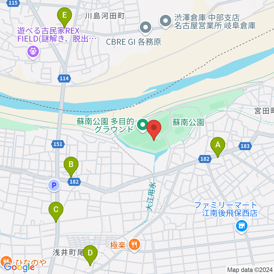 蘇南公園南野グランド周辺のカフェ一覧地図