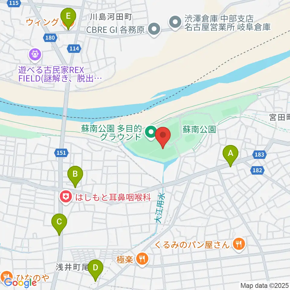 蘇南公園南野グランド周辺のカフェ一覧地図