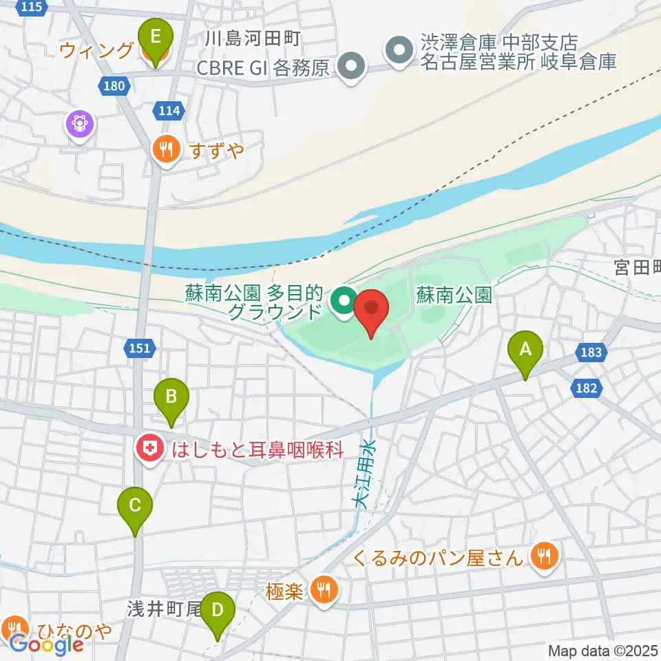 蘇南公園南野グランド周辺のカフェ一覧地図
