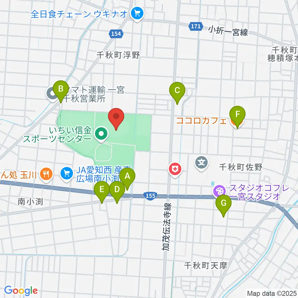 いちい信金スポーツセンター陸上競技場周辺のカフェ一覧地図