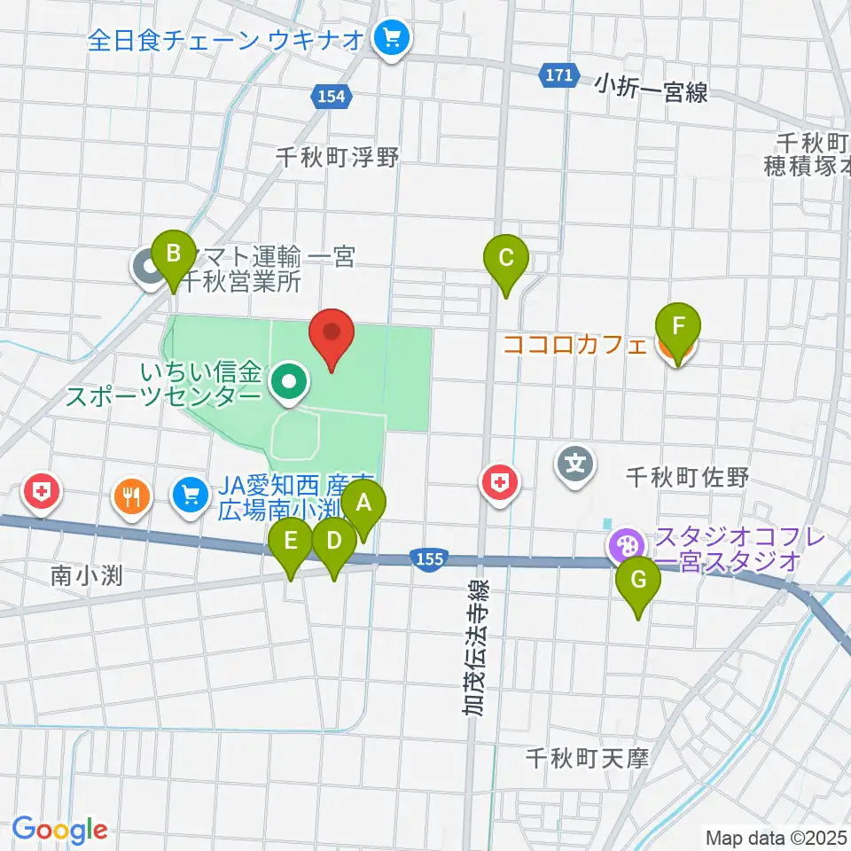 いちい信金スポーツセンター陸上競技場周辺のカフェ一覧地図