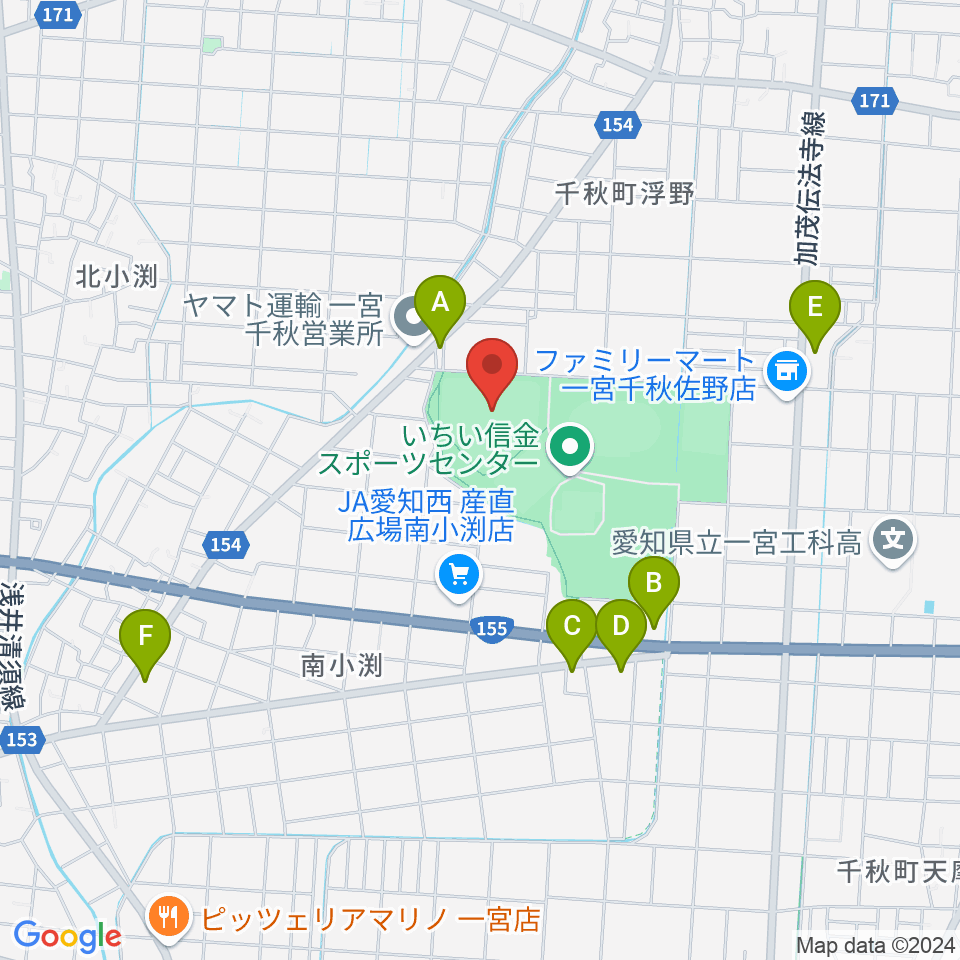 いちい信金スポーツセンター野球場周辺のカフェ一覧地図