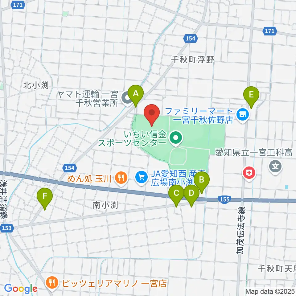 いちい信金スポーツセンター野球場周辺のカフェ一覧地図