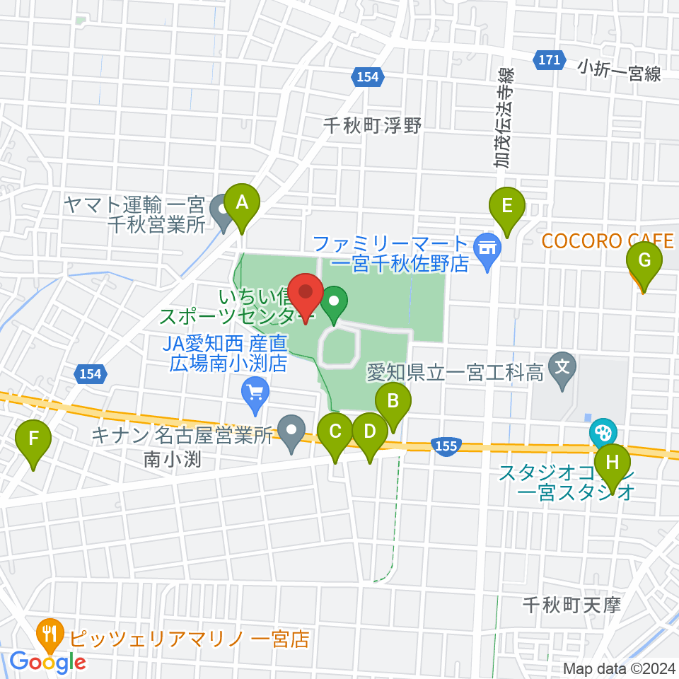 いちい信金スポーツセンターサッカー場周辺のカフェ一覧地図