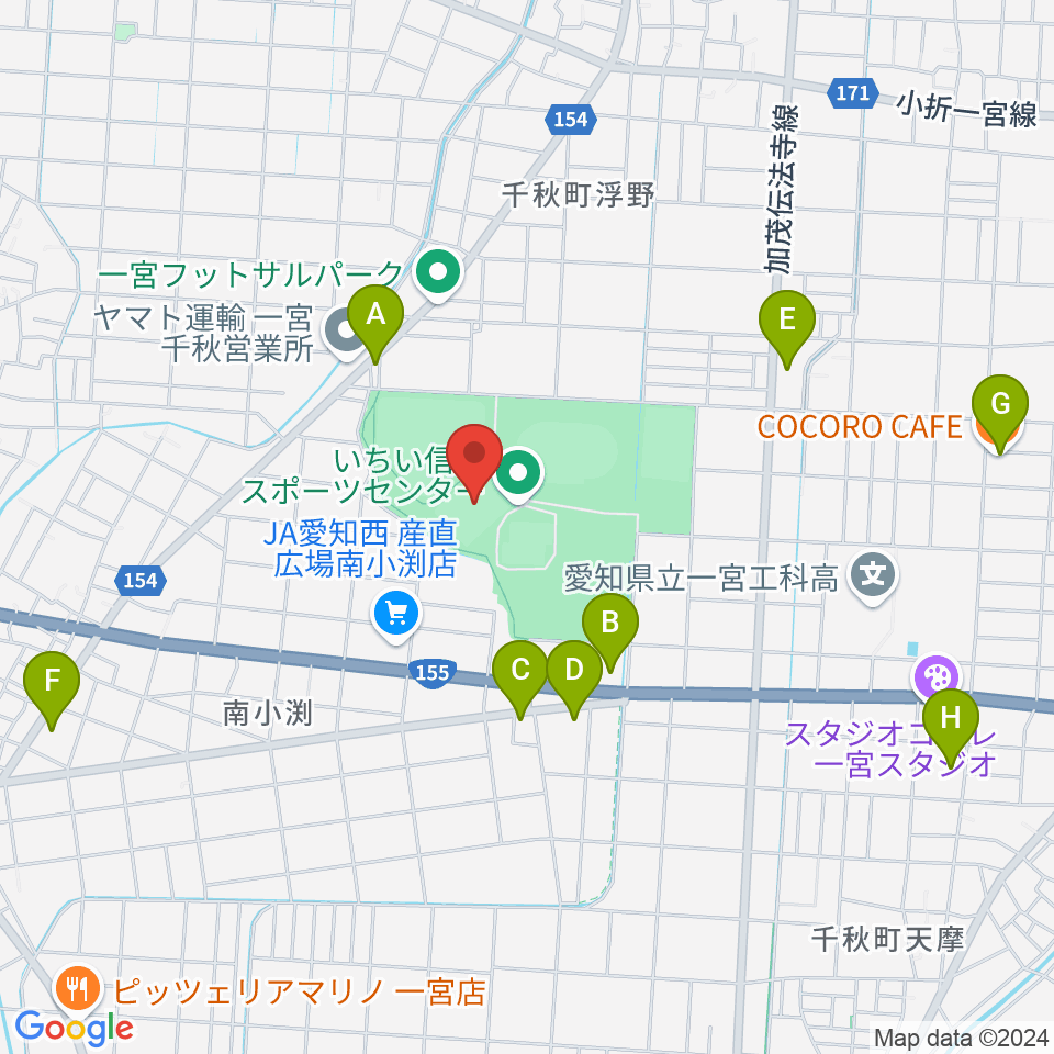 いちい信金スポーツセンターサッカー場周辺のカフェ一覧地図