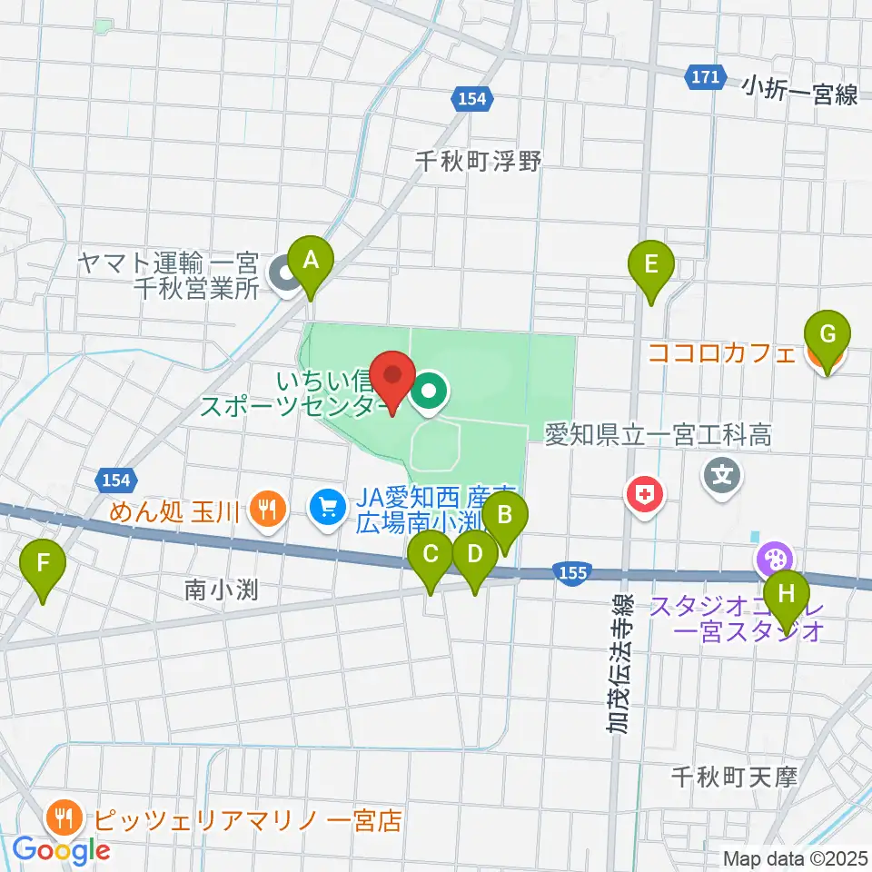いちい信金スポーツセンターサッカー場周辺のカフェ一覧地図