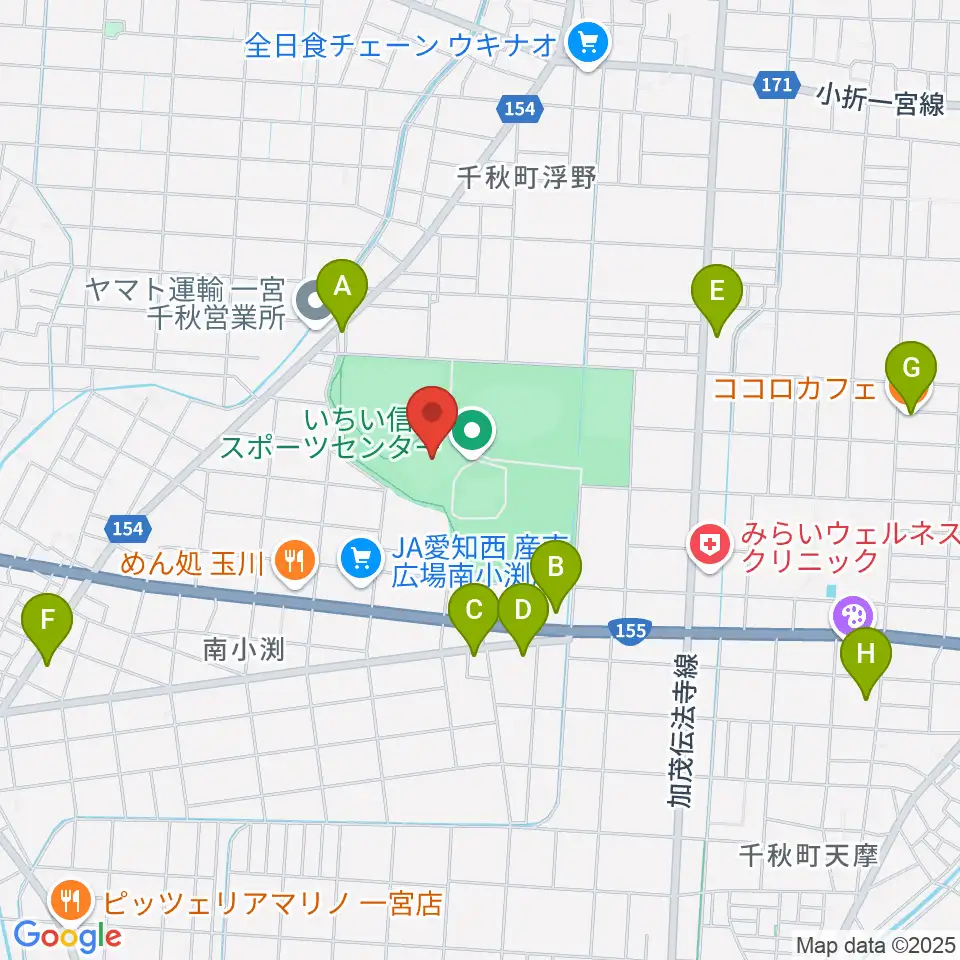 いちい信金スポーツセンターサッカー場周辺のカフェ一覧地図
