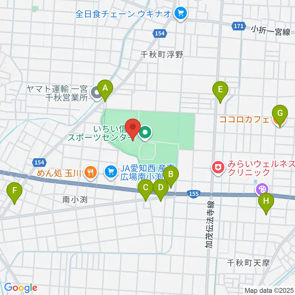 いちい信金スポーツセンターサッカー場周辺のカフェ一覧地図