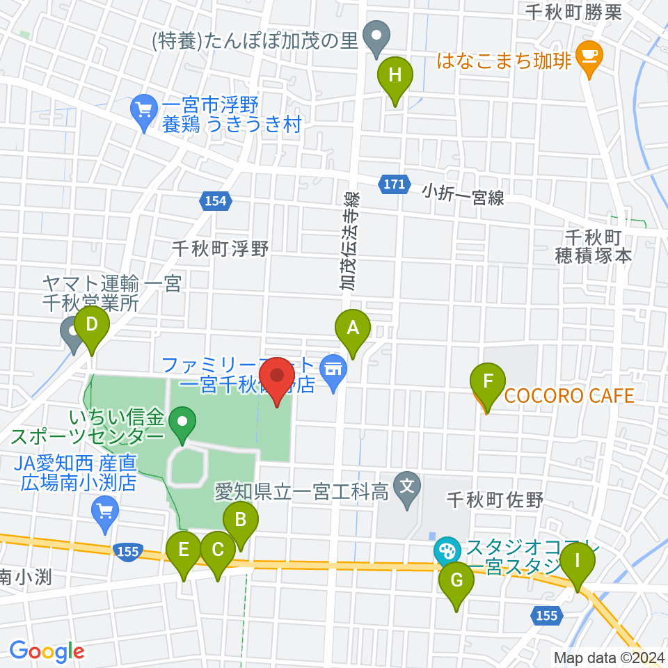 いちい信金スポーツセンター多目的競技場周辺のカフェ一覧地図