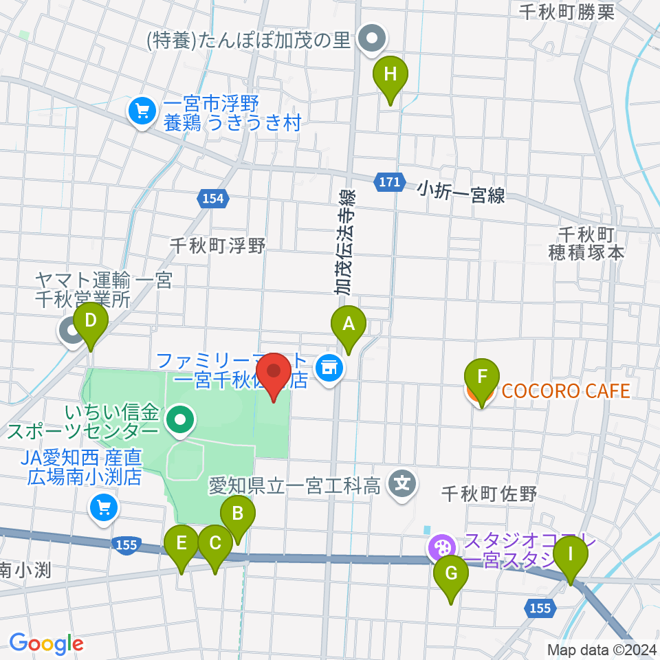 いちい信金スポーツセンター多目的競技場周辺のカフェ一覧地図