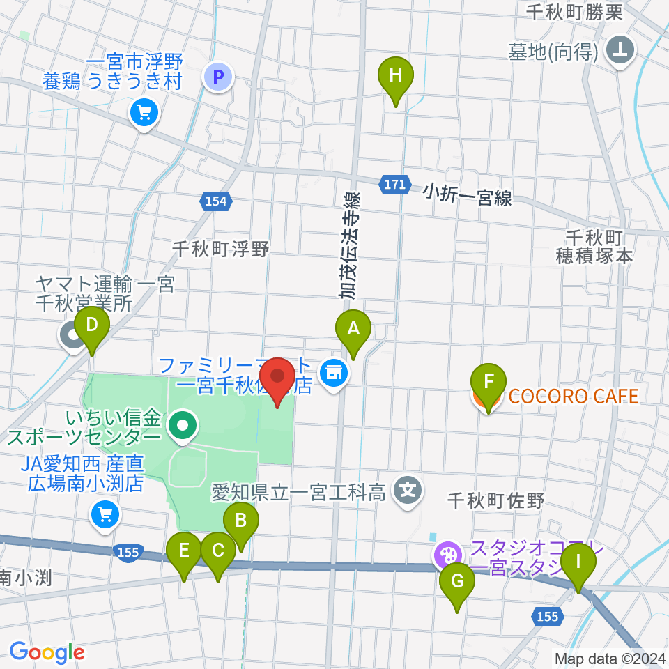 いちい信金スポーツセンター多目的競技場周辺のカフェ一覧地図