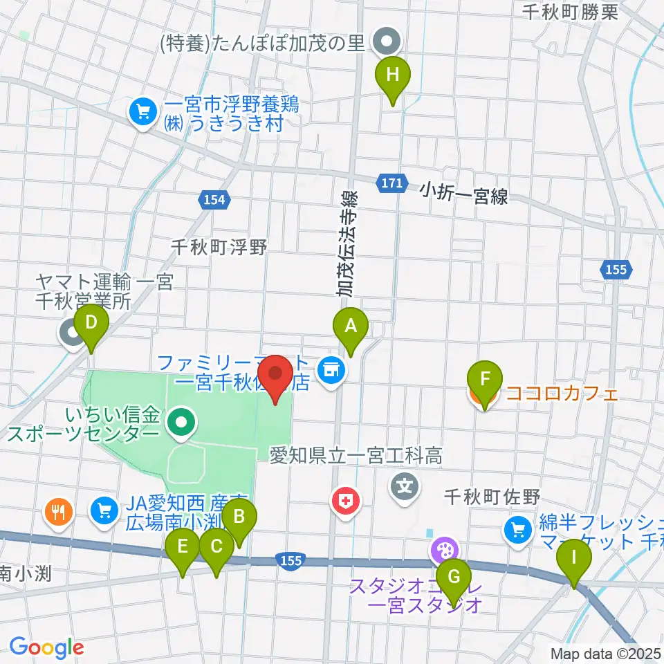 いちい信金スポーツセンター多目的競技場周辺のカフェ一覧地図