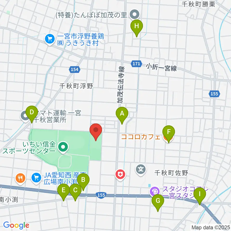 いちい信金スポーツセンター多目的競技場周辺のカフェ一覧地図