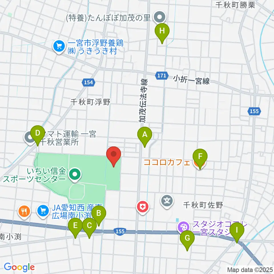 いちい信金スポーツセンター多目的競技場周辺のカフェ一覧地図