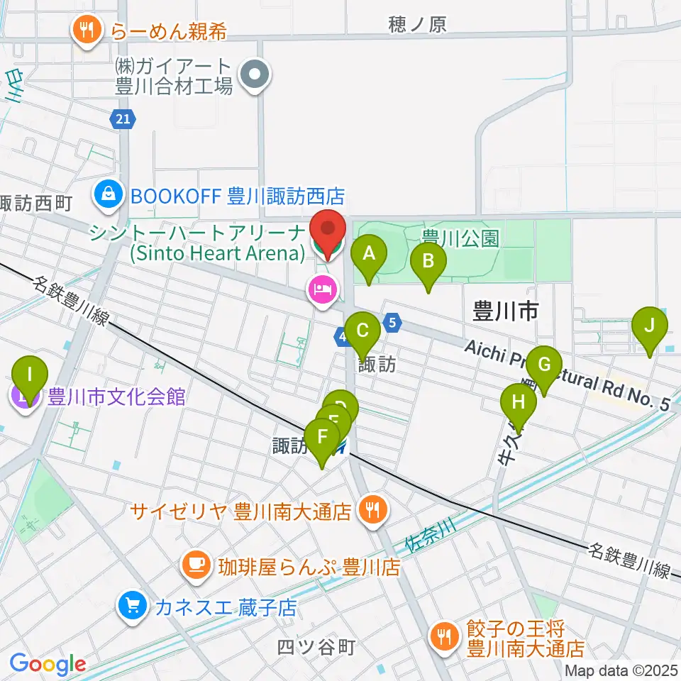 シントー ハート アリーナ周辺のカフェ一覧地図