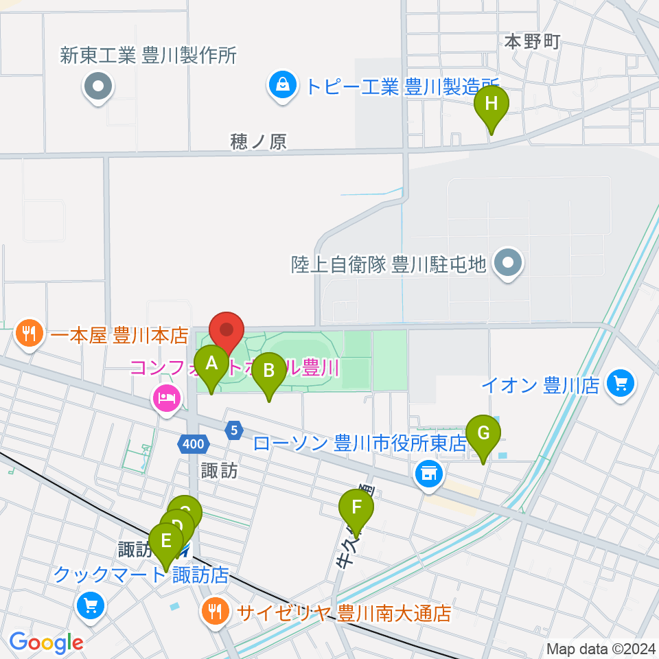 かわしんビクトリースタジアム周辺のカフェ一覧地図