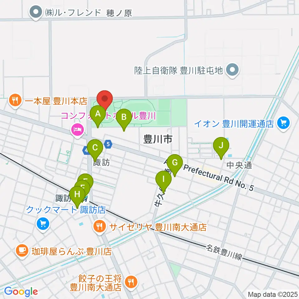 かわしんビクトリースタジアム周辺のカフェ一覧地図