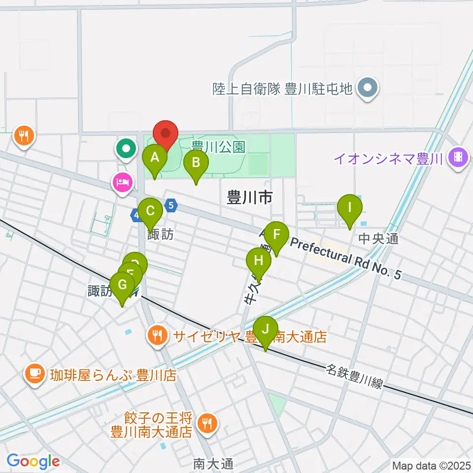 かわしんビクトリースタジアム周辺のカフェ一覧地図