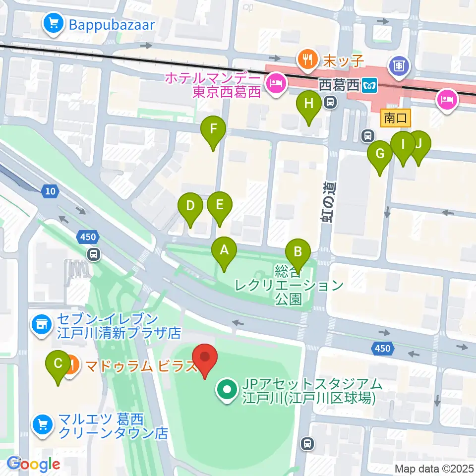 オーエンススタジアム江戸川周辺のカフェ一覧地図