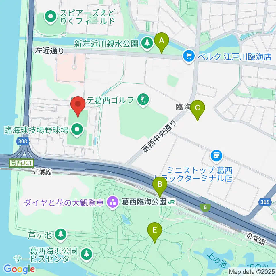 江戸川区臨海球技場多目的グラウンド周辺のカフェ一覧地図
