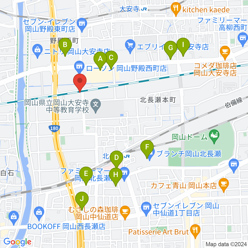 ミュージックスタジオOZZ周辺のカフェ一覧地図