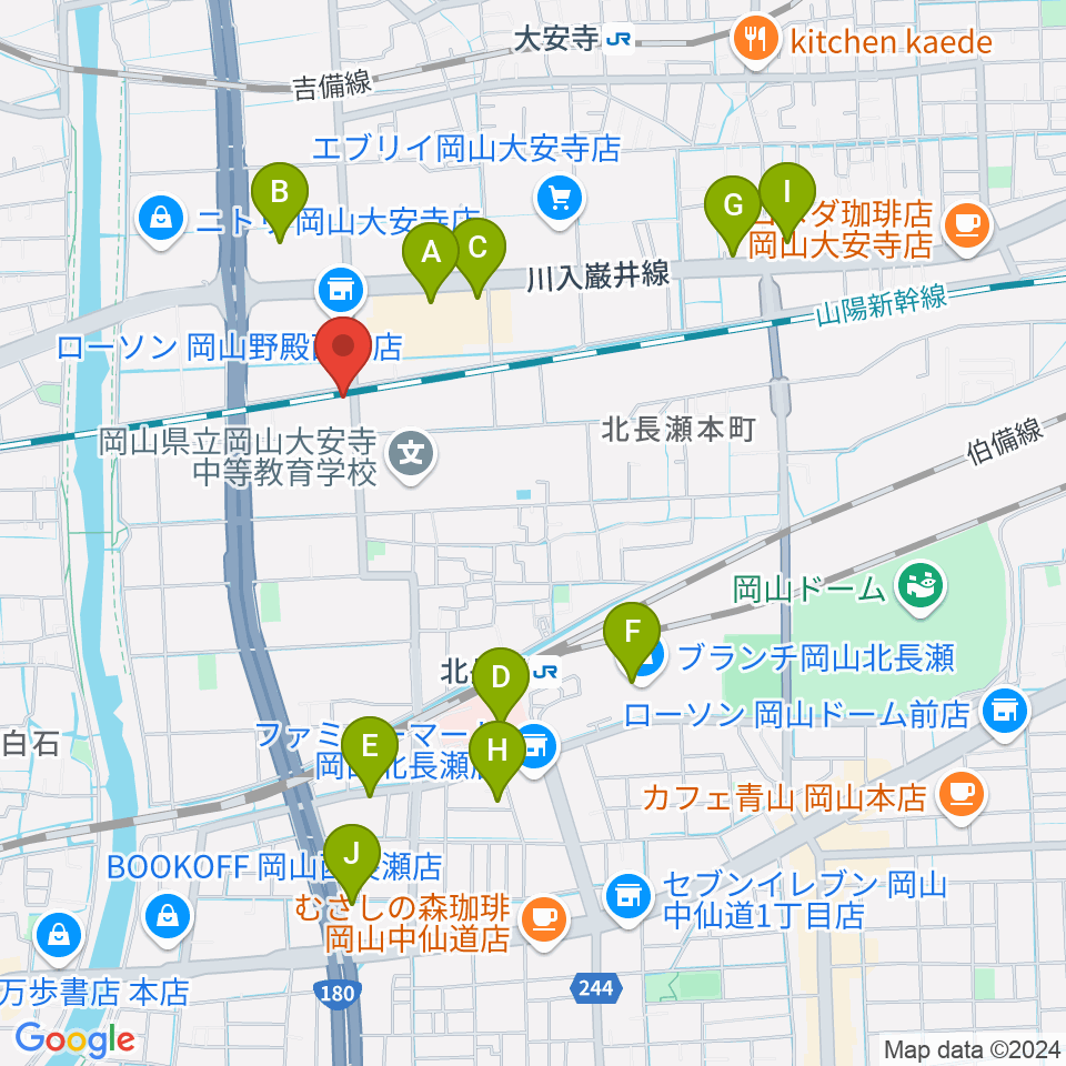 ミュージックスタジオOZZ周辺のカフェ一覧地図