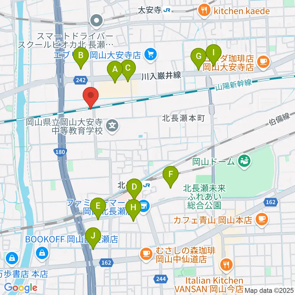 ミュージックスタジオOZZ周辺のカフェ一覧地図