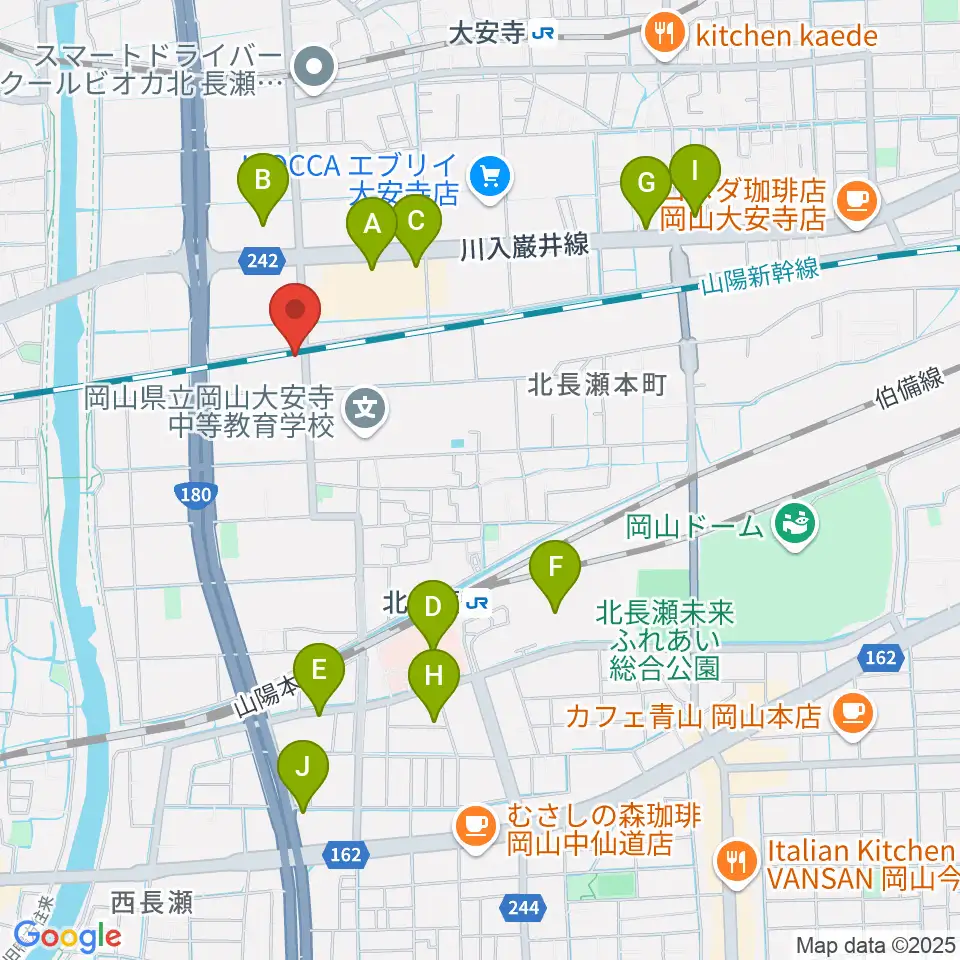 ミュージックスタジオOZZ周辺のカフェ一覧地図