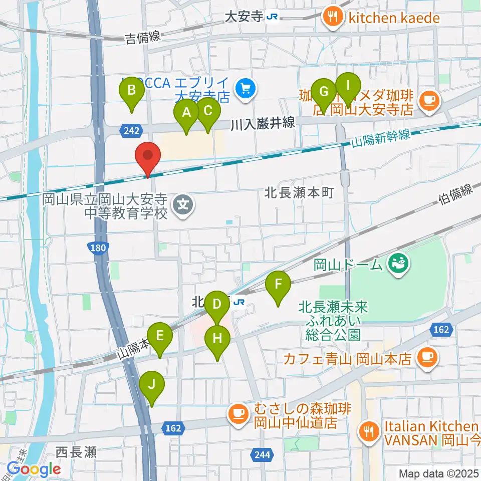 ミュージックスタジオOZZ周辺のカフェ一覧地図