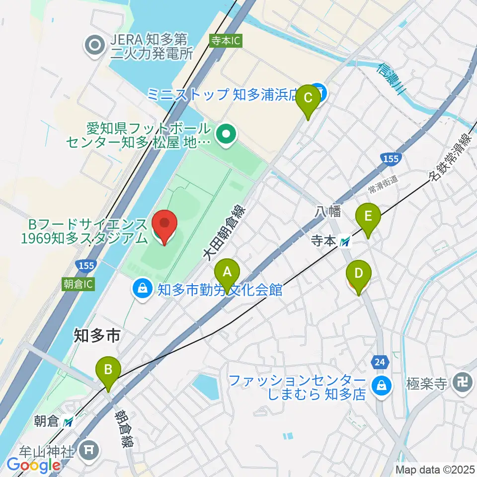 物産フードサイエンス1969知多スタジアム周辺のカフェ一覧地図
