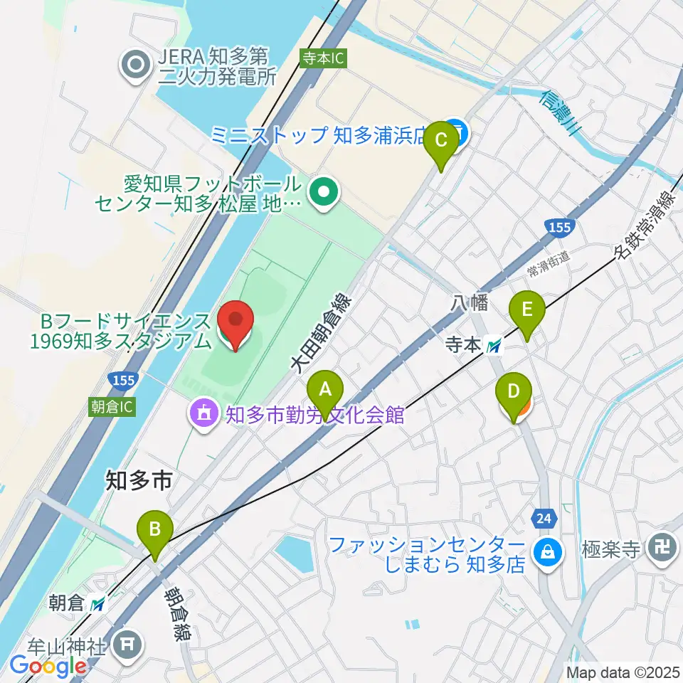 物産フードサイエンス1969知多スタジアム周辺のカフェ一覧地図