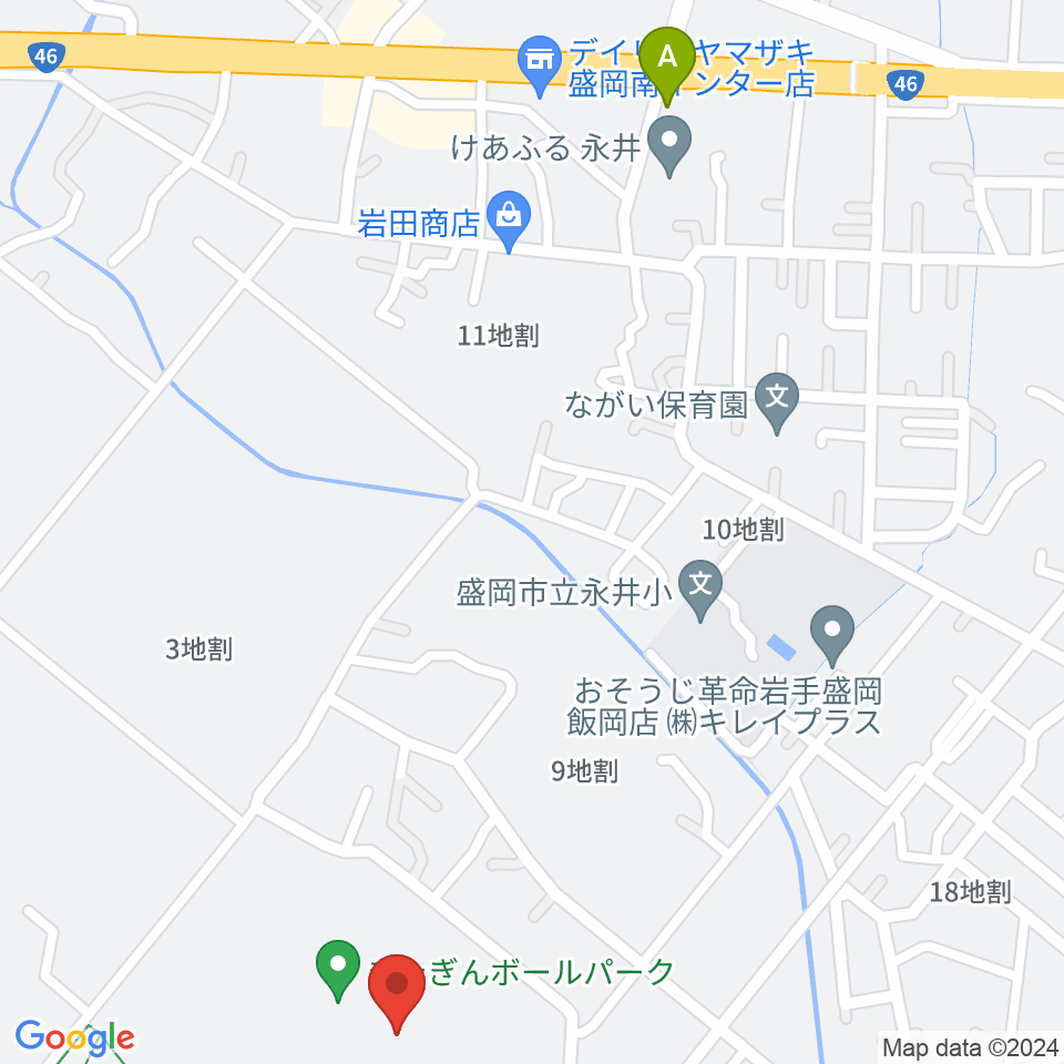 きたぎんボールパーク周辺のカフェ一覧地図