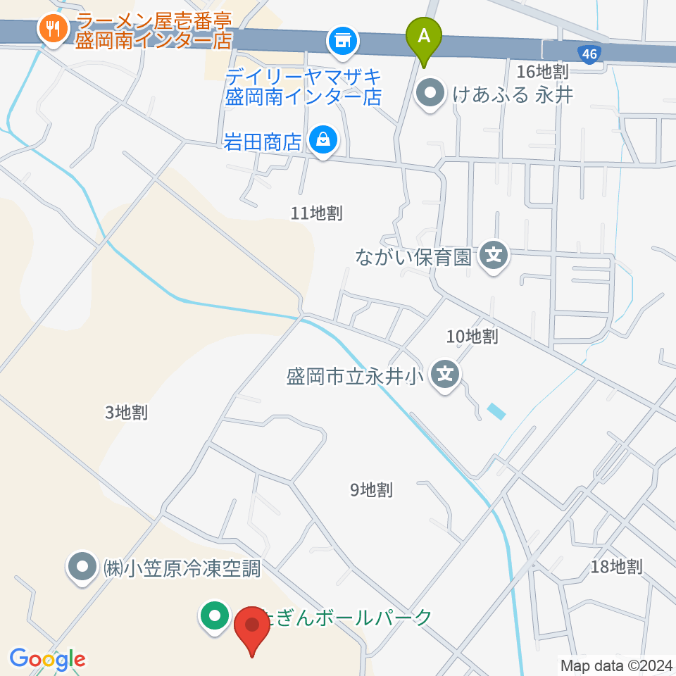 きたぎんボールパーク周辺のカフェ一覧地図